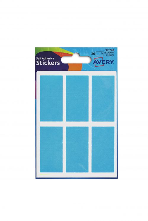 Avery+Packets+of+Labels+Rectangular+50x25mm+Neon+Blue+Ref+32-224+%5B10x36+Labels%5D