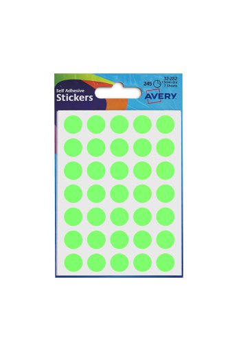 Avery+Coloured+Label+Round+12mm+Diameter+Green+%282450+Labels%29+32-282