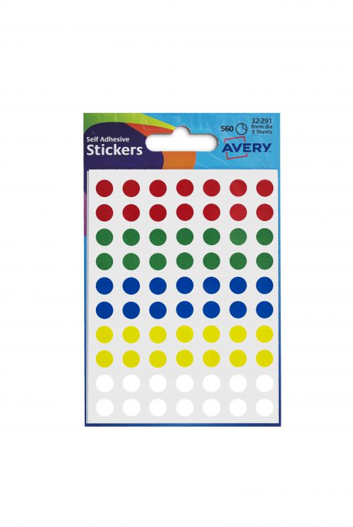 Avery+Packet+of+Labels+Colour+Coding+Diam.8mm+Assorted+Ref+32-291+%5B560+Labels%5D