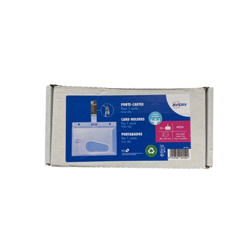 Avery Security Badge Holders with Clip 54mm x 85mm (Pack 25) - 4826 Avery Security Badge Holders with Clip 54mm x 85mm (Pack 25) - 4826