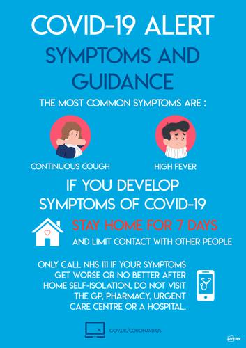 Avery Covid19 Self-Adhesive Poster Symptoms and Guidance A3 (Pack 2)