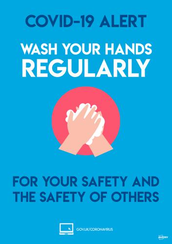 Advice Avery Covid19 Self-Adhesive Poster Wash Hands A4 (Pack 2)