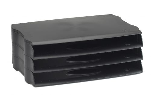 Avery DTR Eco Letter Tray Wide Entry A4/Foolscap Landscape Black (Pack 3) - DR800BLK
