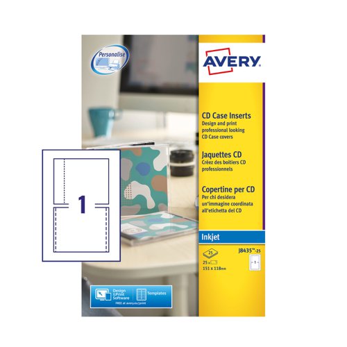 Avery+Inkjet+CD+Case+Insert+%28Pack+25+Inserts%29+J8435-25