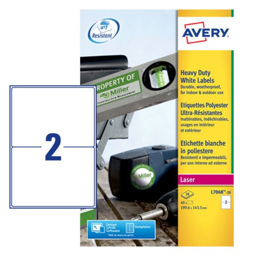 Avery+Laser+Heavy+Duty+Label+200x143.5mm+2+Per+A4+Sheet+White+%28Pack+40+Labels%29+L7068-20