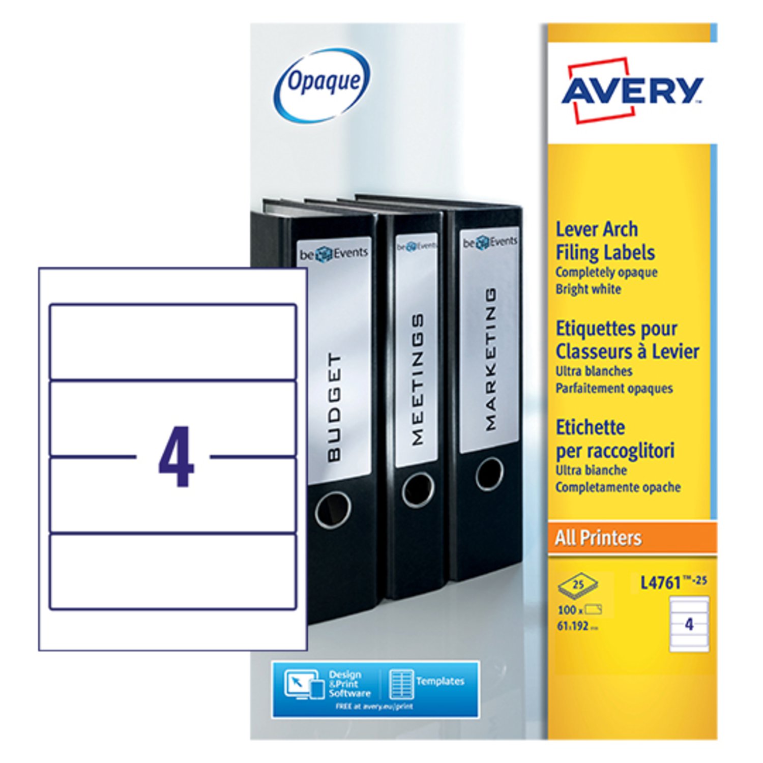 AVERY L4761-25 192 X 61MM FILING LABELS