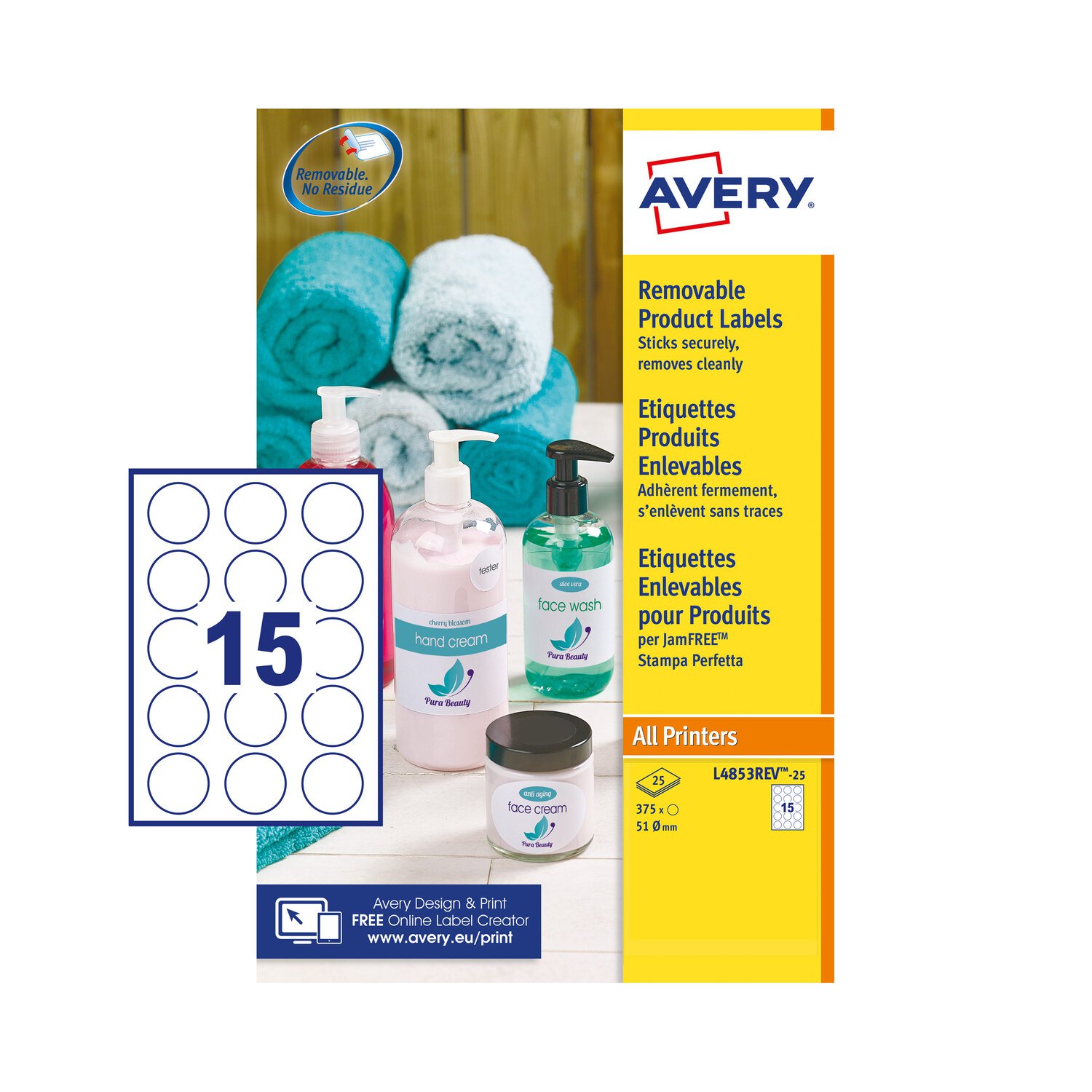 AVERY L4853REV-25 51MM REMOVABLE ROUND L
