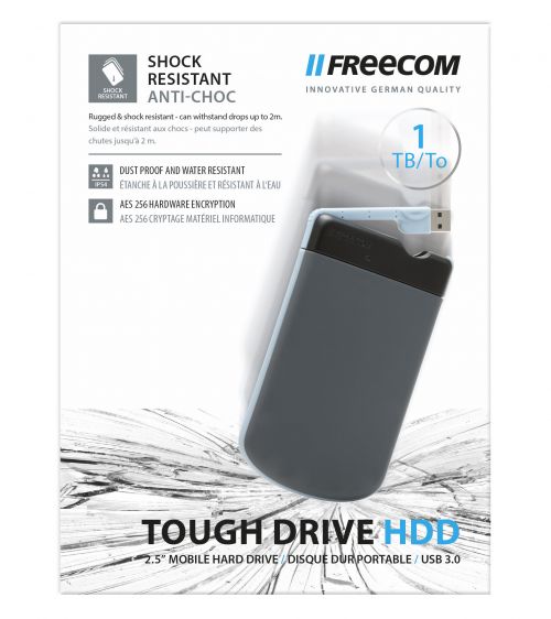 Freecom+Portable+2.5inch+Tough+Drive+HDD+3.0+1TB+with+Internal+Anti-Shock+Drop+Mechanism+and+256+Bit+Encryption+56057