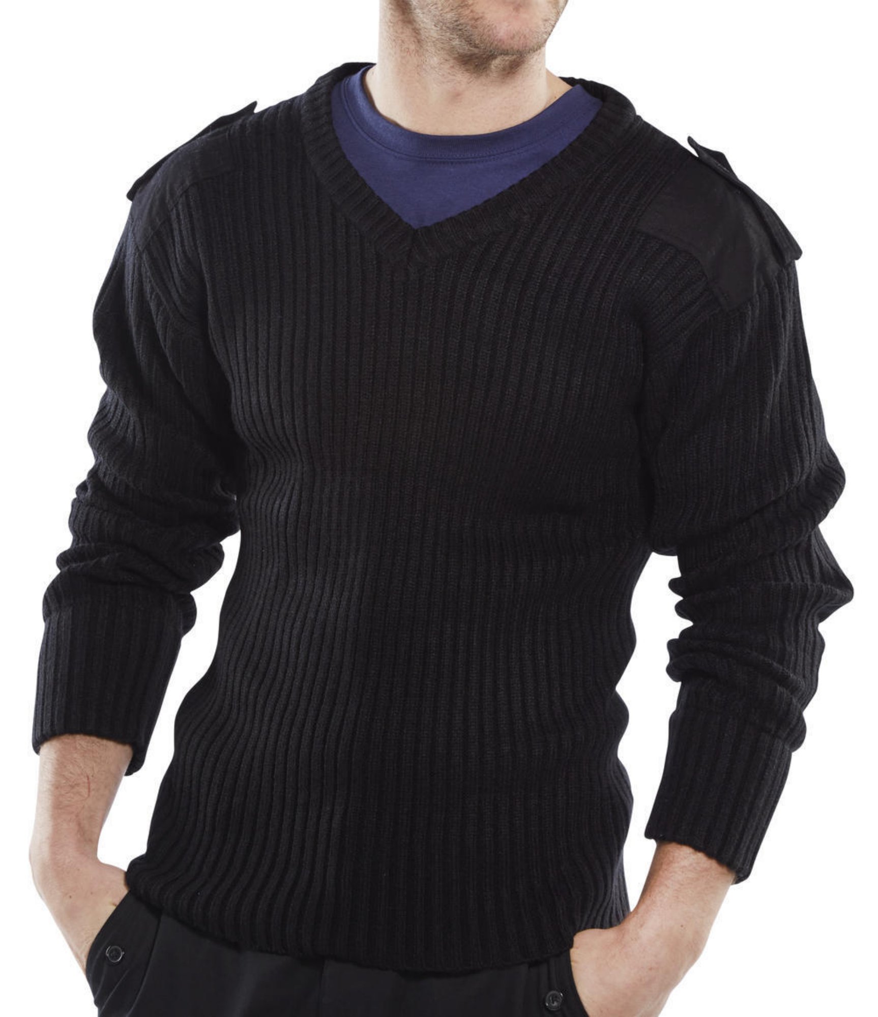 BEESWIFT ACRYLIC MOD V-NECK SWEATER BLAC