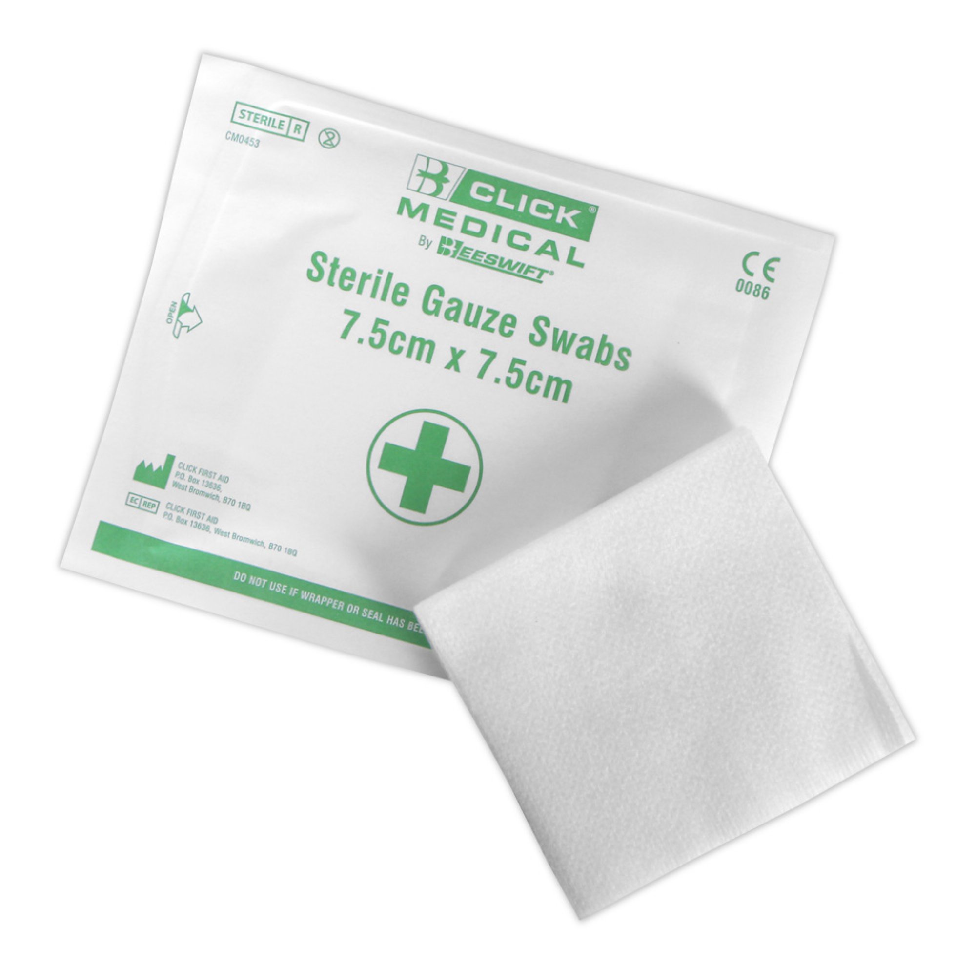CLICK MEDICAL STERILE GAUZE SWABS 7.5 CM