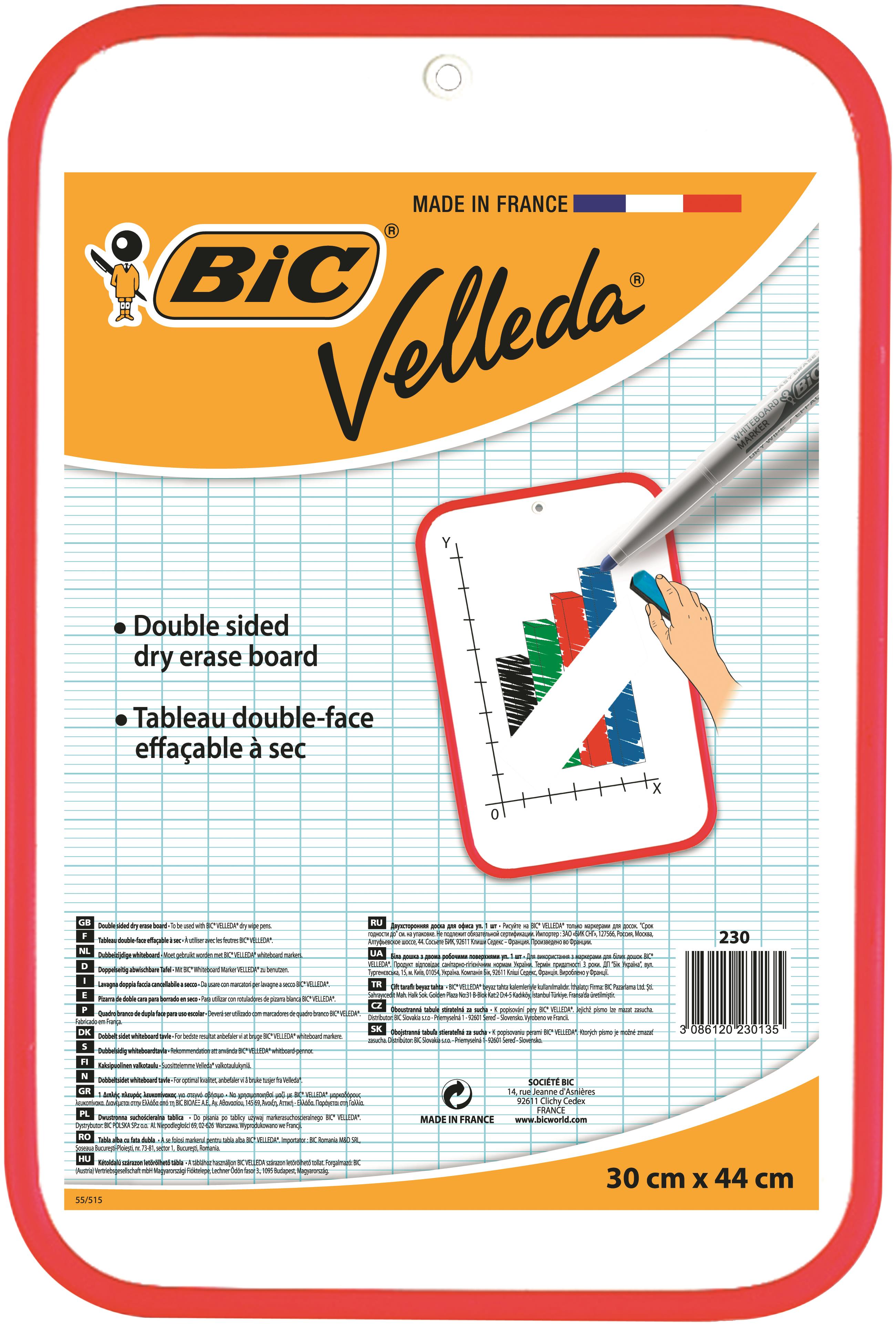 Bic Velleda Whiteboard Double Sided Non Magnetic Red Plastic Frame 300x440mm