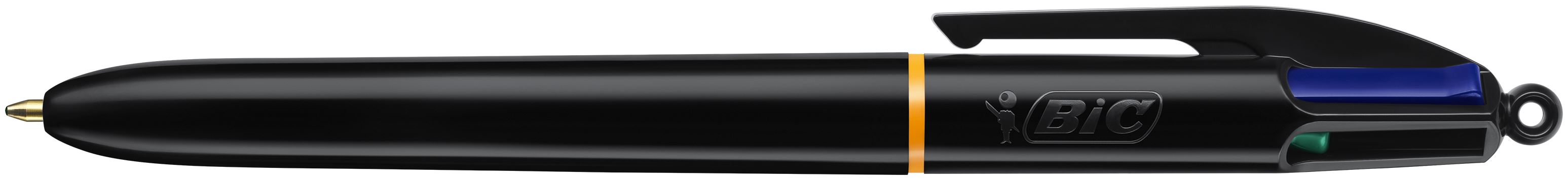 Bic 4 Colours Pro Ballpoint Pen 1mm Tip 0.32mm Line Black Barrel Black/Blue/Green/Red Ink (Pack 12)