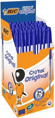 Bic+Cristal+Ballpoint+Pen+1.0mm+Medium+Tip+0.32mm+Line+Blue+%28Pack+50%29+-+8373602