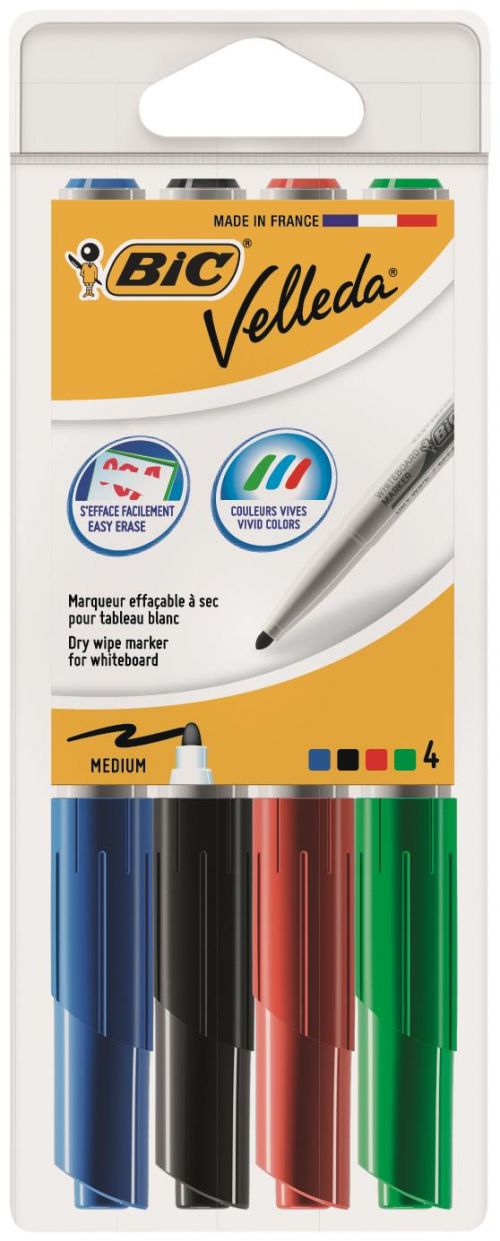  BIC VELLEDA Whiteboard 1721 Pocket Bullet Cetone Marker 1.5mm  Black Assorted Ink Colors Pack of 8 : Office Products