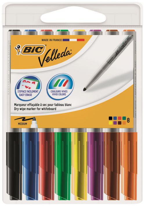 Bic+Velleda+1741+Whiteboard+Marker+Bullet+Tip+1.4mm+Line+Assorted+Colours+%28Pack+8%29+-+9581661