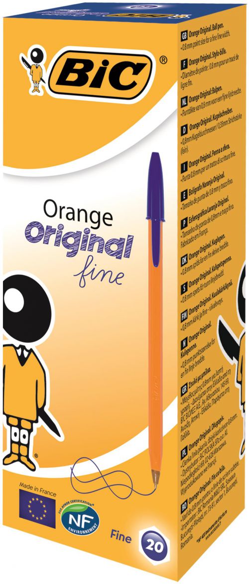 Bic+Orange+Ballpoint+Pen+0.8mm+Tip+0.30mm+Line+Blue+%28Pack+20%29+-+1199110111