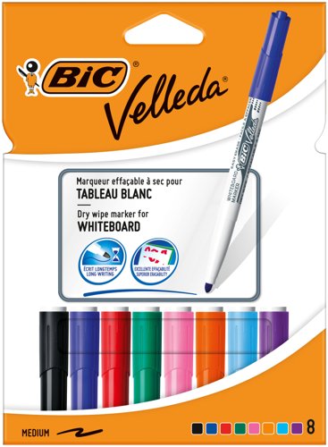 Bic+Velleda+1741+Whiteboard+Marker+Bullet+Tip+1.4mm+Line+Assorted+Colours+%28Pack+8%29+-+9581661
