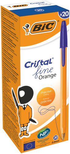 Bic+Orange+Ballpoint+Pen+0.8mm+Tip+0.30mm+Line+Blue+%28Pack+20%29+-+1199110111