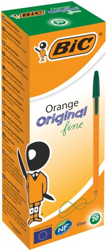 Bic+Orange+Ballpoint+Pen+0.8mm+Tip+0.30mm+Line+Green+%28Pack+20%29+-+1199110113