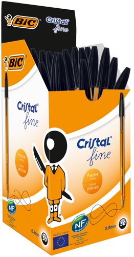 Bic+Orange+Ballpoint+Pen+0.8mm+Tip+0.30mm+Line+Black+%28Pack+50%29+-+872731