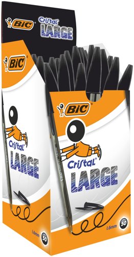 Bic+Cristal+Ballpoint+Pen+1.6mm+Tip+0.42mm+Line+Black+%28Pack+50%29+-+880648