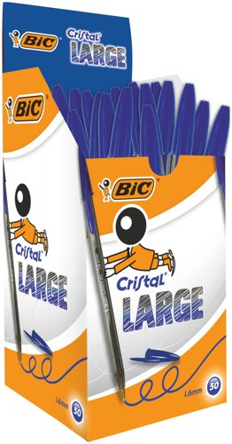 Bic+Cristal+Ballpoint+Pen+1.6mm+Tip+0.42mm+Line+Blue+%28Pack+50%29+-+880656