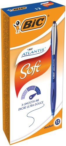 Bic+Atlantis+Premium+Retractable+Ballpoint+Pen+0.32mm+Line+Blue+%28Pack+12%29+-+9021322