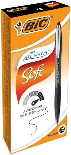 Bic+Atlantis+Premium+Retractable+Ballpoint+Pen+0.32mm+Line+Black+%28Pack+12%29+-+9021332