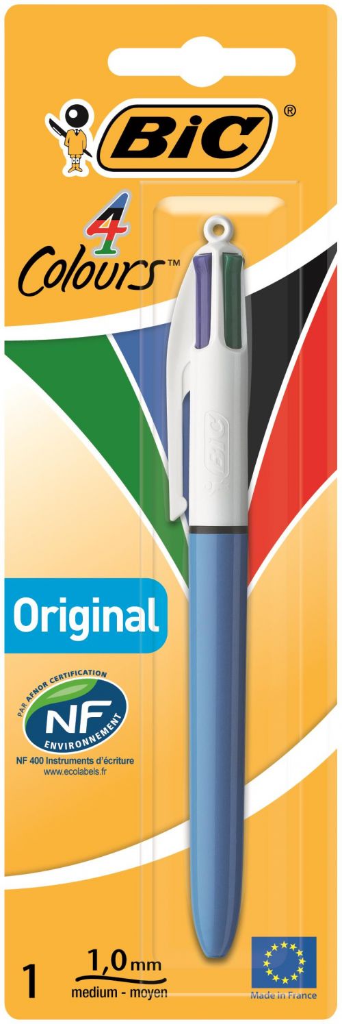 Bic 4-Colour Ball Pen Medium 1.0mm Tip 0.32mm Line Blue Black Red Green Ref 802077