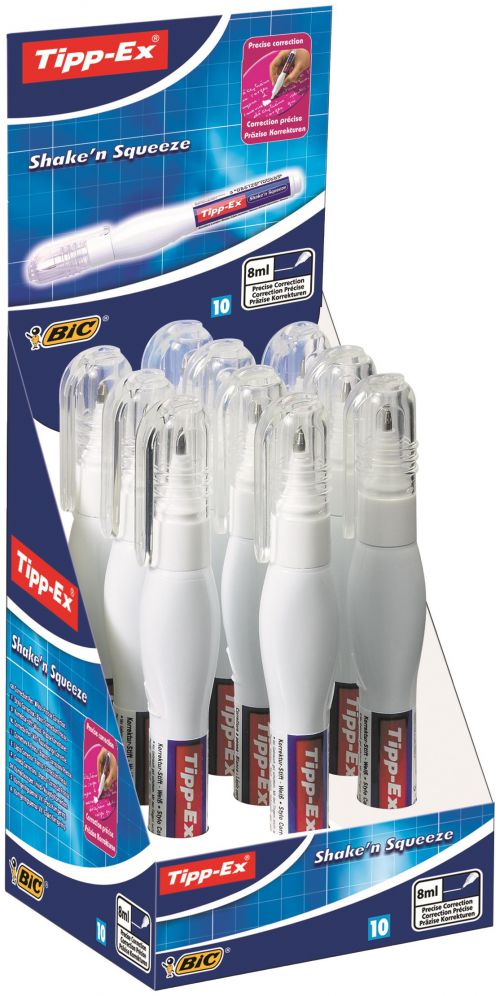 Correction Pens Tipp-Ex Shake and Squeeze Correction Fluid Pen 8ml White (Pack 10) 802423