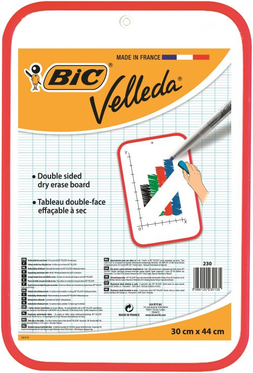 Bic+Velleda+Whiteboard+Double+Sided+Non+Magnetic+Red+Plastic+Frame+300x440mm+-+812105