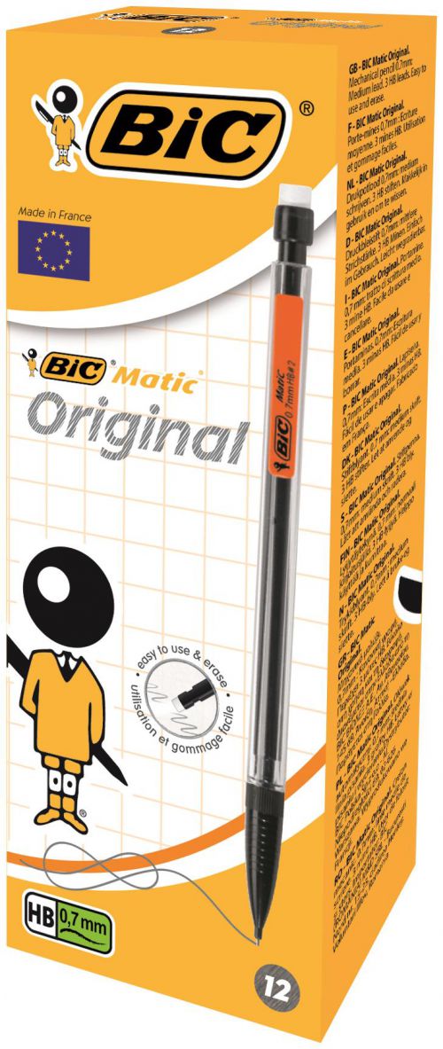 Bic+Matic+Classic+Mechanical+Pencil+with+Eraser+3+x+HB+0.7mm+Lead+Asstd+Barrel+Cols+Ref+820959+%5BPack+12%5D