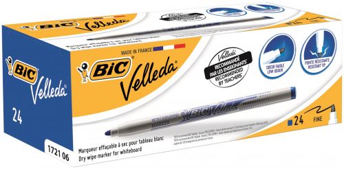 Bic+Velleda+Marker+Whiteboard+Dry-wipe+1721+Fine+Bullet+Tip+1.6mm+Line+Blue+Ref+841841+%5BPack+24%5D