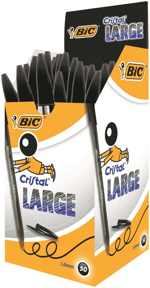 Bic+Cristal+Large+Ball+Pen+Broad+1.6mm+Tip+0.42mm+Line+Black+Ref+880648+%5BPack+50%5D