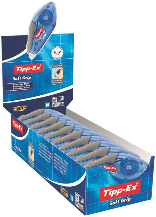 Correction Tape Tipp-Ex Soft Grip Correction Tape Roller 4.2mmx10m White (Pack 10)