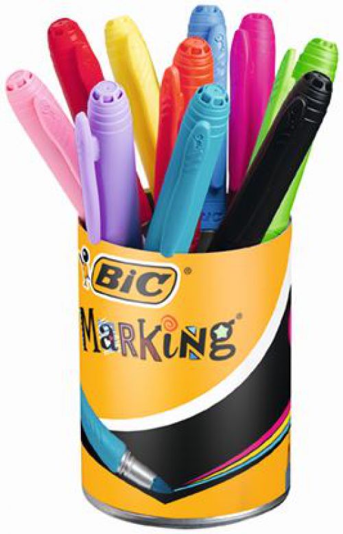 BIC+Permanent+Markers+Colour+Collection+Non-toxic+Fine+Tip+1.8mm+0.8mm+Line+Assorted+Ref+943163+%5BPack+12%5D