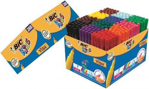 Bic Kids Visa Felt Tip Colouring Pen Assorted Colours (Pack 288)