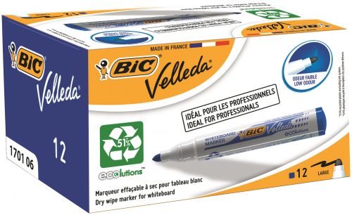 Bic Velleda 1701 Whiteboard Marker Bullet Tip 1.5mm Line Blue (Pack 12) - 904938