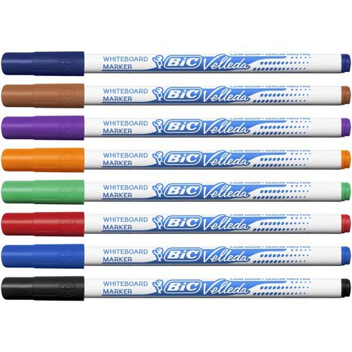 Bic+Velleda+Marker+Whiteboard+Dry-wipe+1721+Fine+Bullet+Tip+1.6mm+Line+Assorted+Ref+1199005728+%5BPack+8%5D
