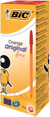 Bic Orange Ballpoint Pen 0.8mm Tip 0.30mm Line Red (Pack 20) - 1199110112