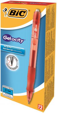 BIC VELOCITY GEL CLIC RED BX12