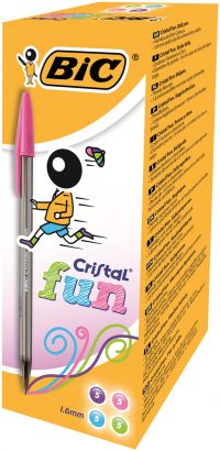 Bic Cristal Fun Ballpoint Pen 1.6mm Tip 0.42mm Line Lime Green/Pink/Purple/Turquoise (Pack 20)