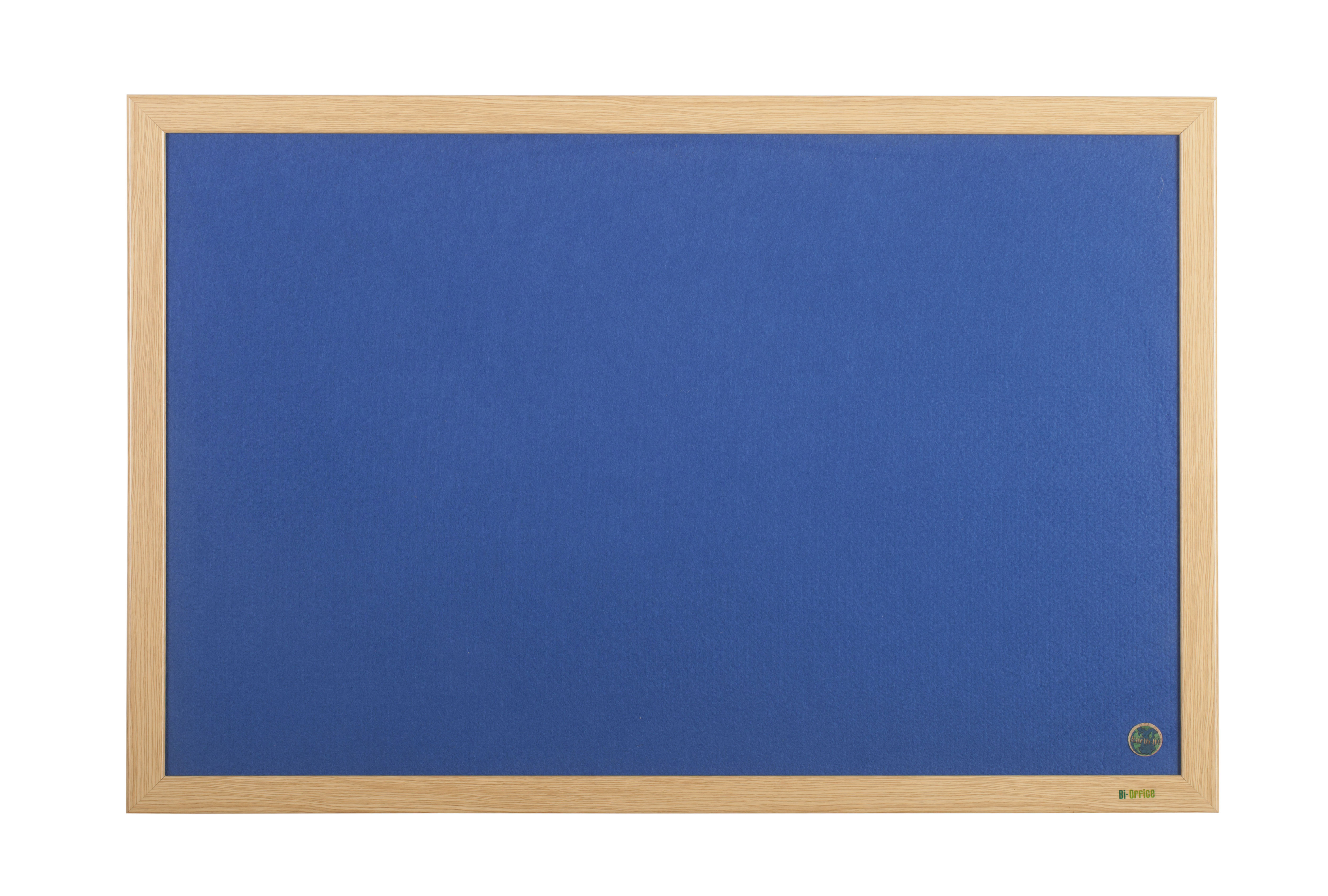 Bi-Office Earth-It Executive Blue Felt Noticeboard Oak Wood Frame 900X600mm