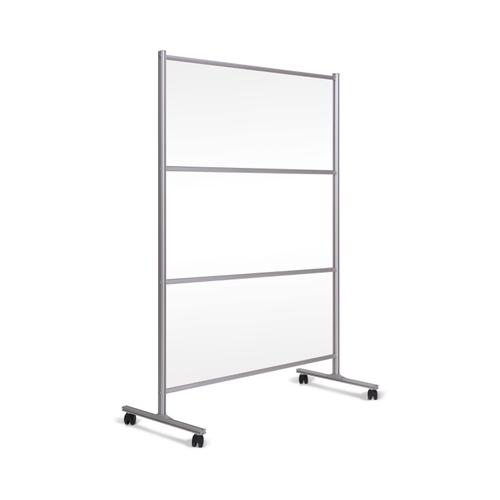 Straight Tops Bi-Office Mobile Glass Divider Screen with Aluminium Frame 1200x1800mm Clear