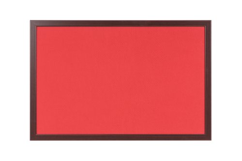 Bi-Office Earth-It Red Felt Noticeboard Cherry Wood Frame 2400x1200mm