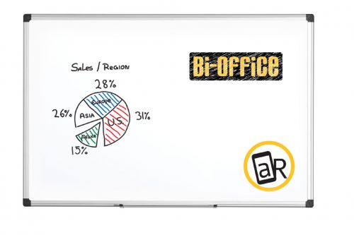 Bi-Office+Maya+Non+Magnetic+Melamine+Whiteboard+Aluminium+Frame+600x900mm+-+MA0312170
