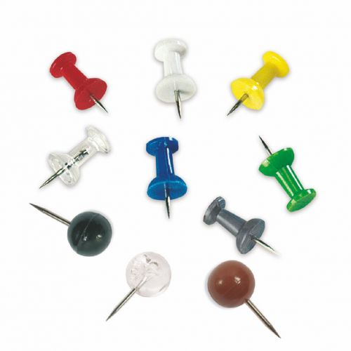 Pins Bi-Office Push Pins Assorted Colours (Pack 200)