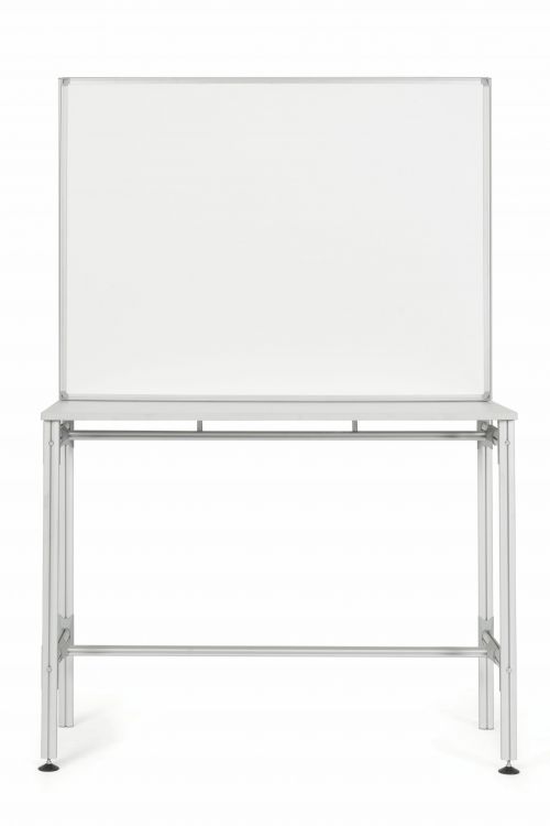 Magnetic Bi-Office Desk with Magnetic Laquered Steel Whiteboard 1200x900mm Silver