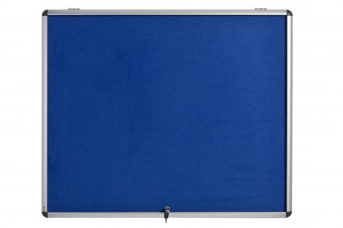 Bi-Office Enclore Blue Felt Lockable Noticeboard Display Case 6 x A4 700x653mm