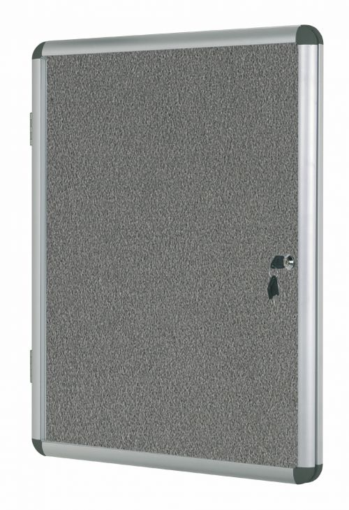 Bi-Office Enclore Grey Felt Lockable Noticeboard Display Case 9 x A4 720x981mm